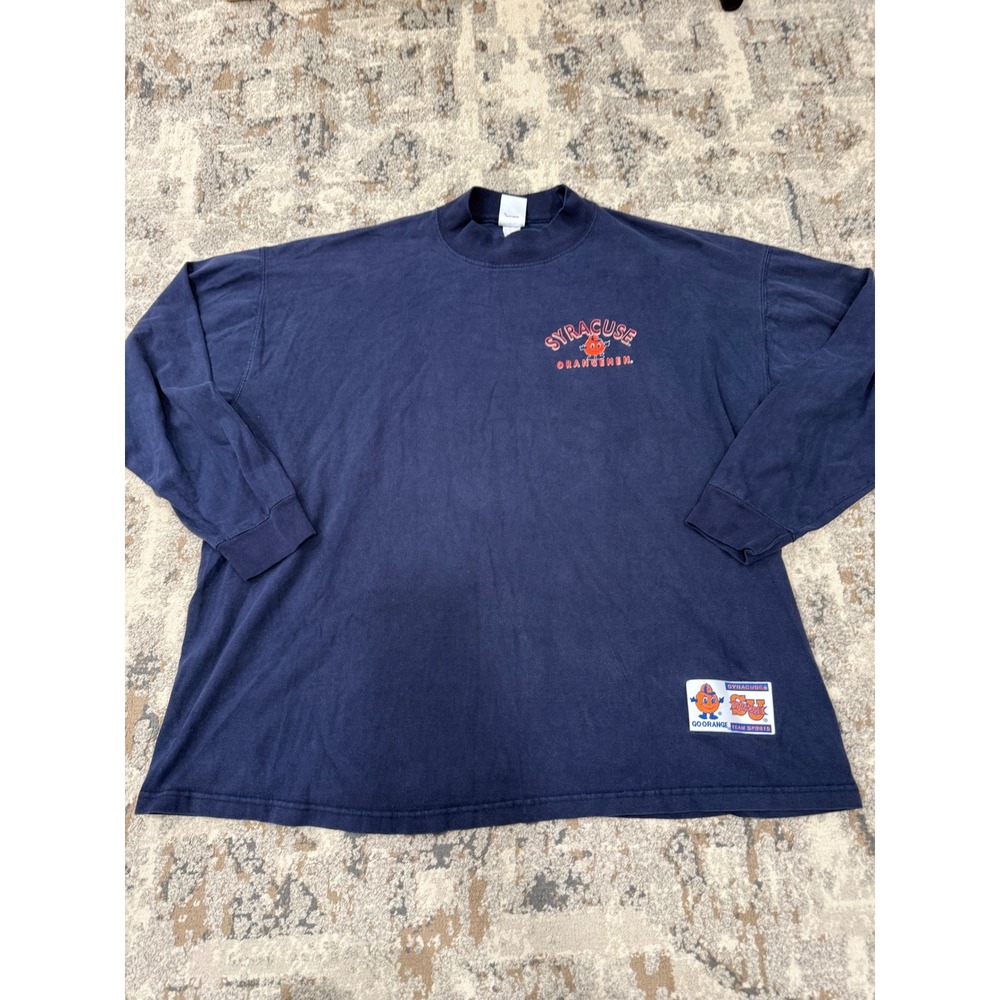Vintage Syracuse Orangemen Savvy Long Sleeve Shirt Navy‎ Blue XL Mock Neck 90s